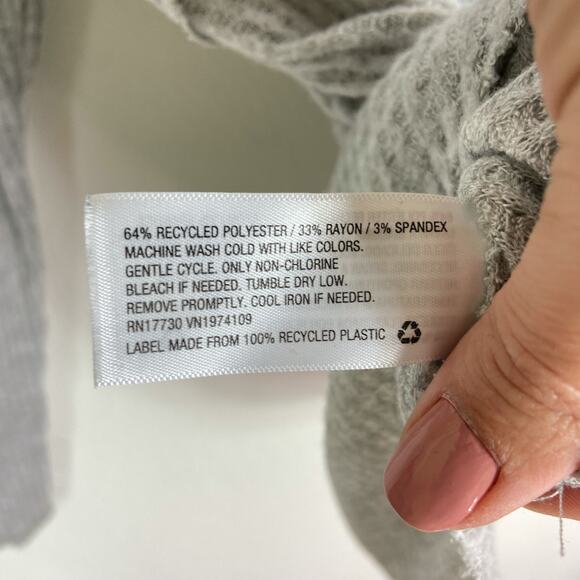 Wild Fable Hooded Long Sleeve Top Size XL Gray Waffle Knit‎ Pullover Thermal - Picture 6 of 8